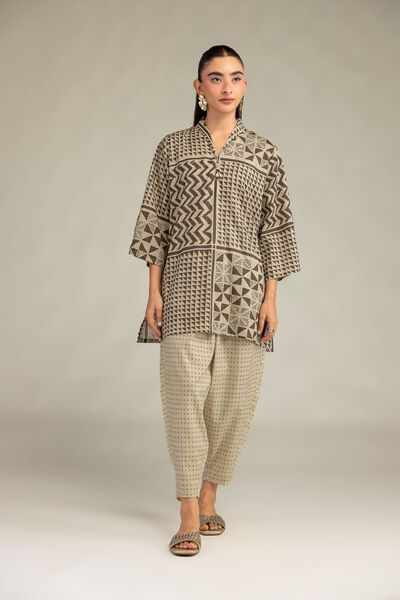 Printed | Cambric | Beige Printed Pants | USD 30.00
