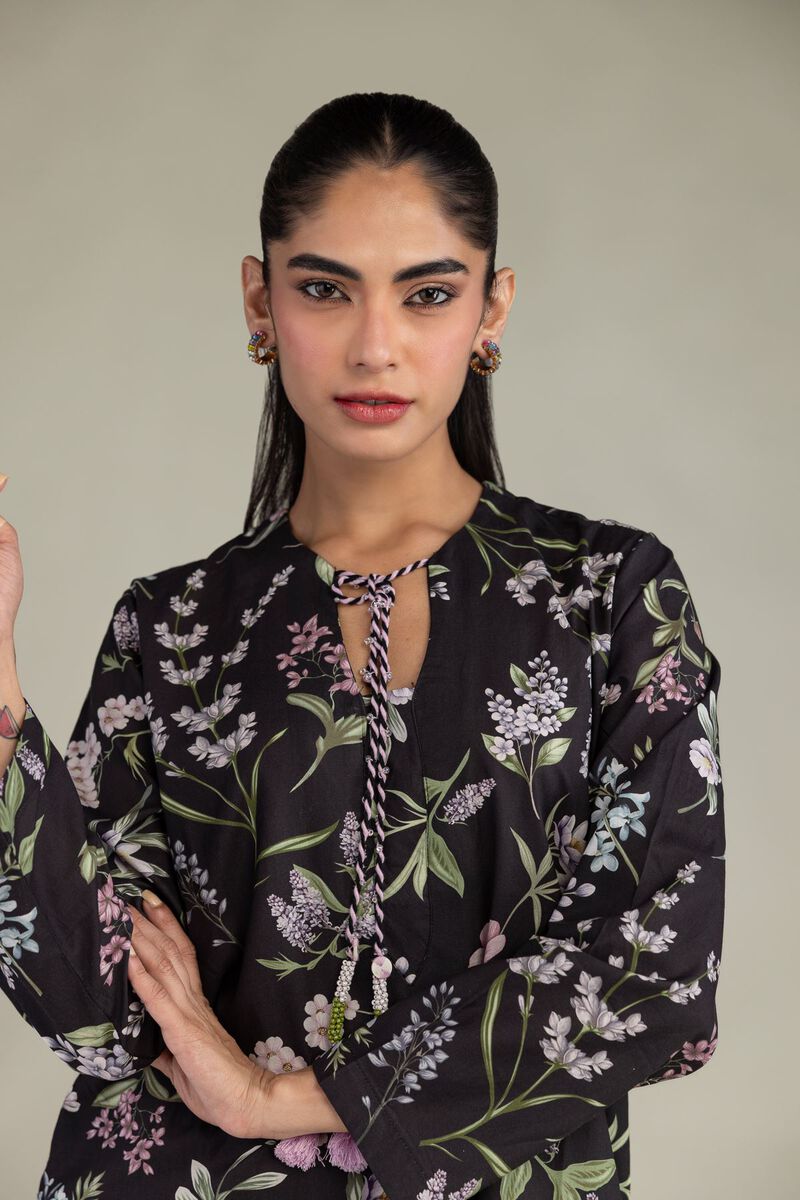 Printed | Cotton Viscose | Black Floral Kurta | USD 40.00