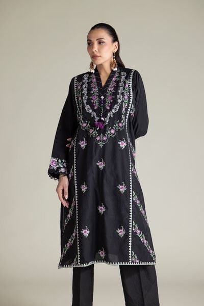 Embroidered | Cotton Dobby | Black Tailored 2-Piece | USD 70.00