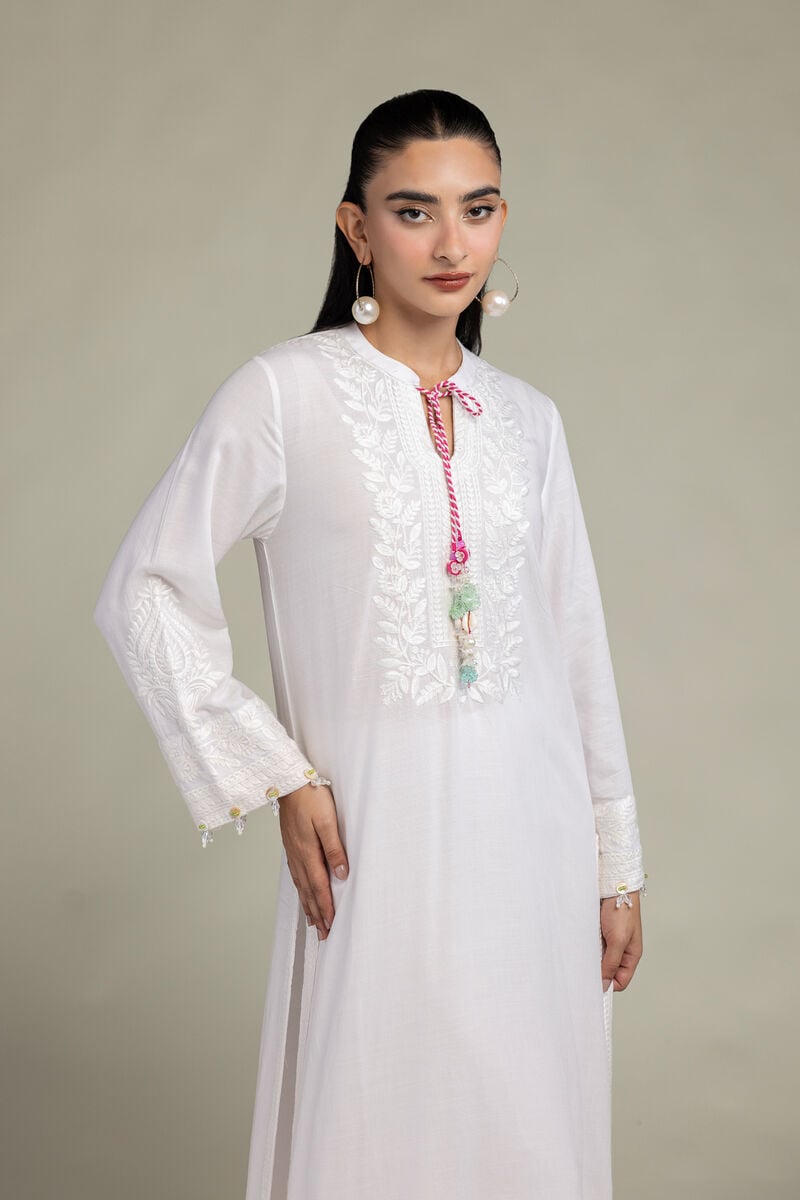 Embroidered | Raw Silk | White Silk Kurta | USD 60.00