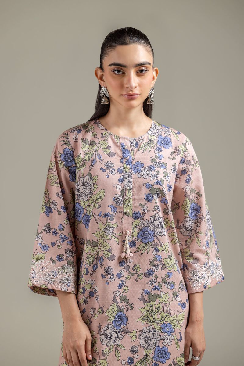 Embroidered | Cotton Dobby | Floral Peach Kurta | USD 35.00