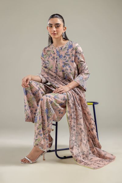 Embroidered | Cotton Dobby | Floral Peach Kurta | USD 35.00