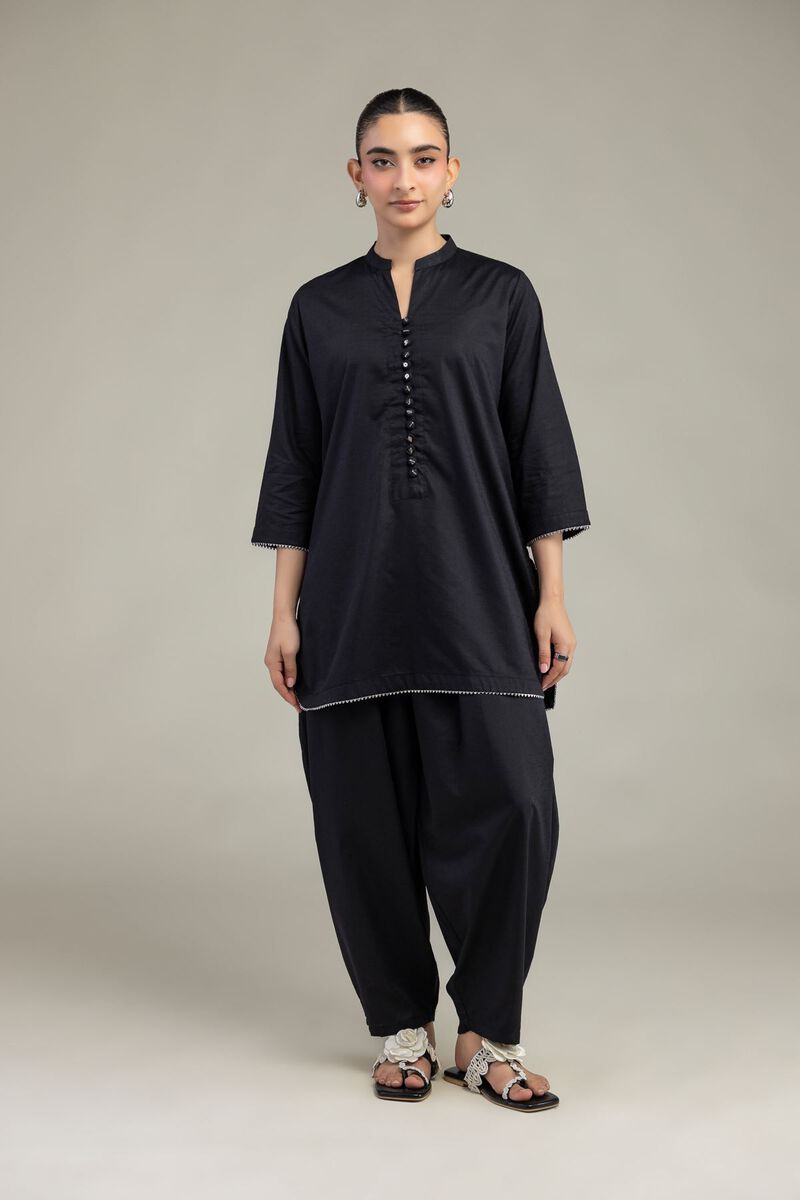 Embroidered | Textured Cotton Viscose | Black Cotton Pants | USD 30.00