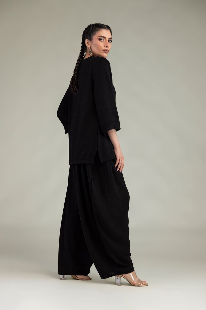 Dyed | Crepe Georgette | Black Georgette Trousers | USD 35.00