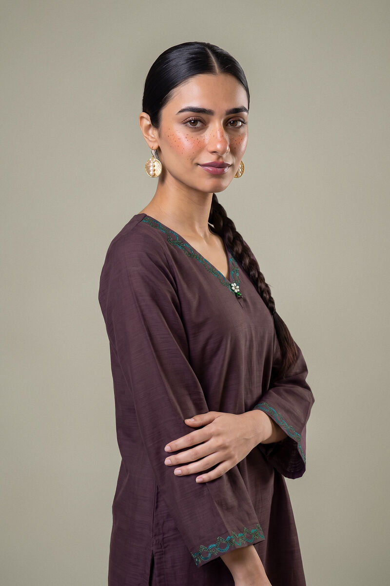 Embroidered | Light Khaddar | Longline V-Neck Kurta | USD 35.00
