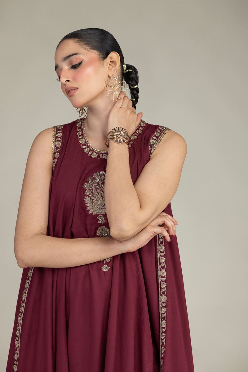 Embroidered | Raw Silk | Maroon Silk Kurta | USD 80.00