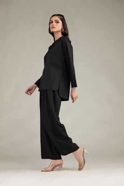 Embroidered | Poplin | Black Poplin Trousers | USD 30.00