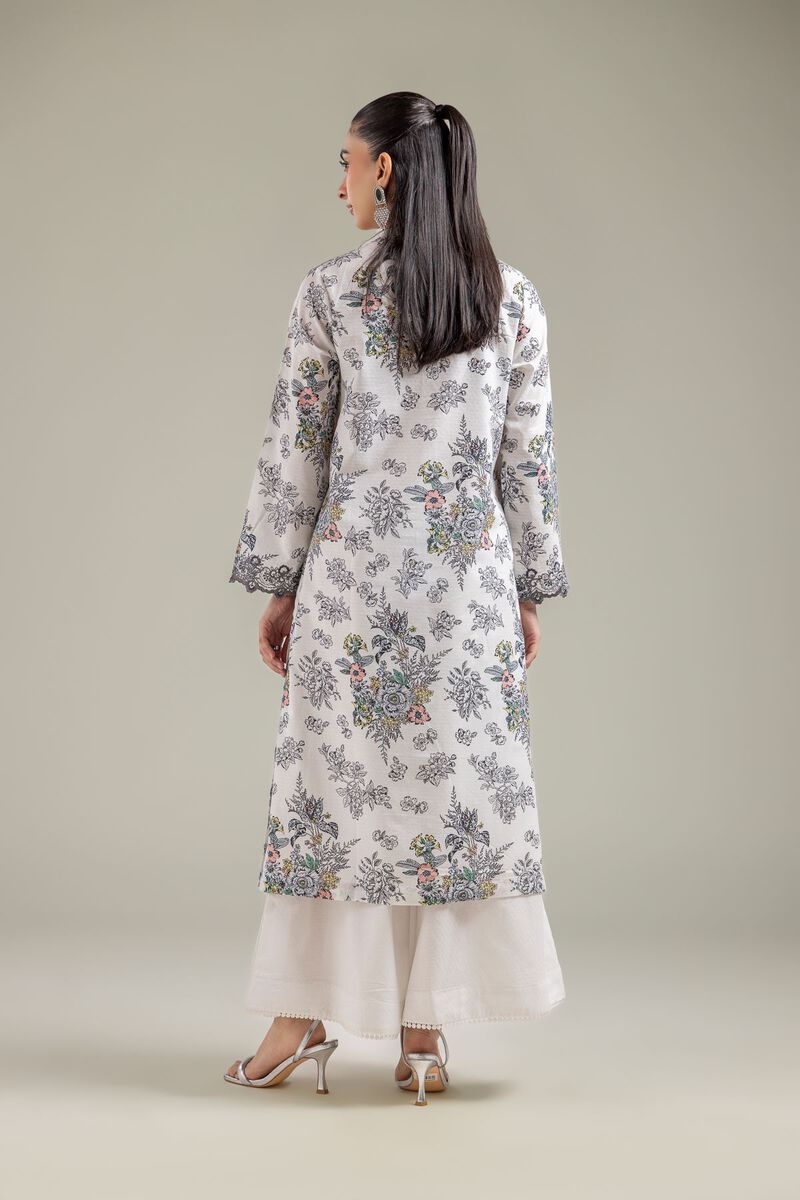 Embroidered | Cotton Dobby | White V-Neck Kurta | USD 35.00