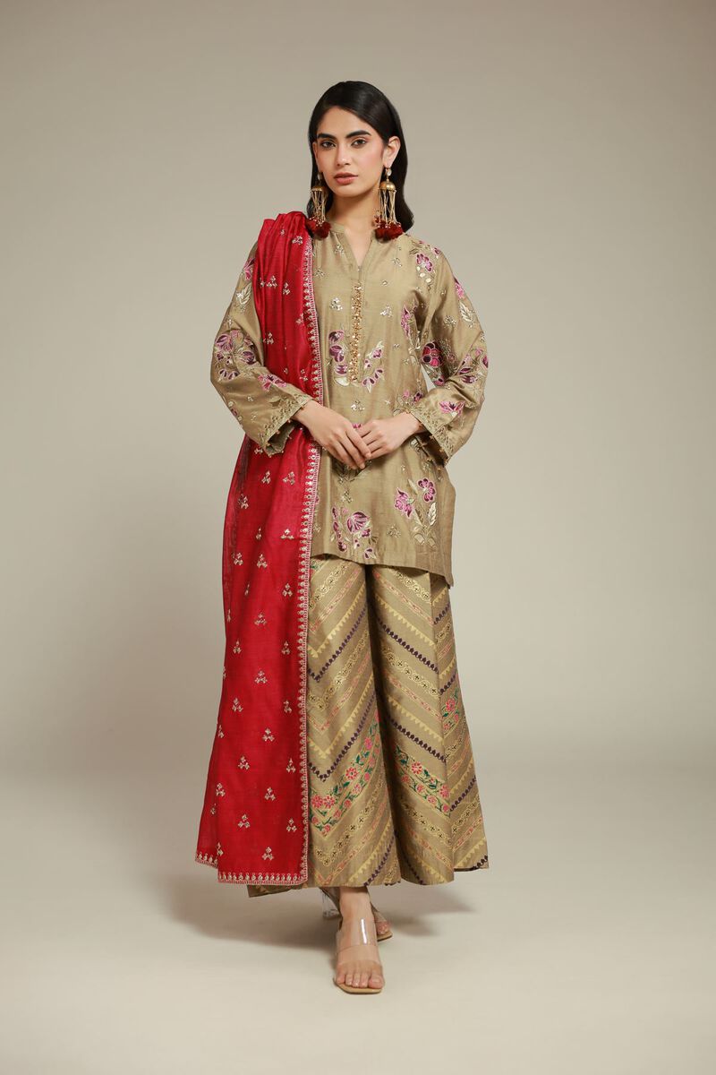 Embroidered | Raw Silk | 3 Piece Co-ord Set | USD 125.00