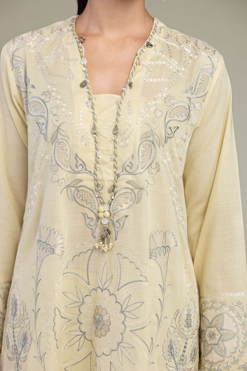 Embroidered | Raw Silk | Silk Floral Kurta | USD 60.00