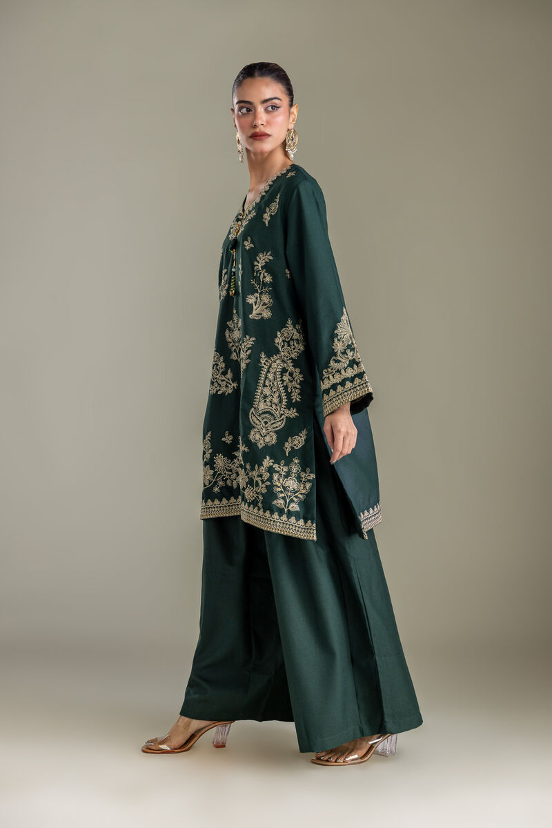 Embroidered | Heavy Blended Viscose | Dark Green Kurta | USD 70.00