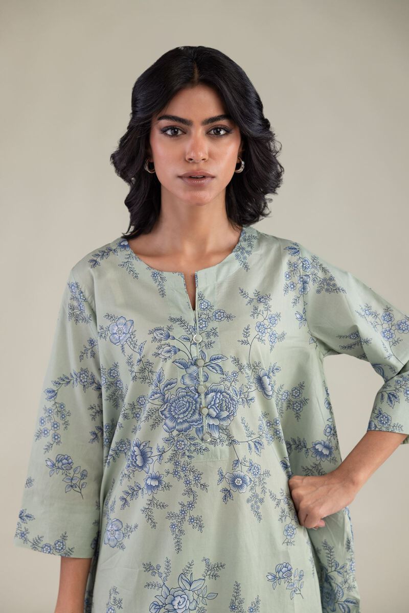 Embroidered | Cambric | Mint Short Kurta | USD 35.00