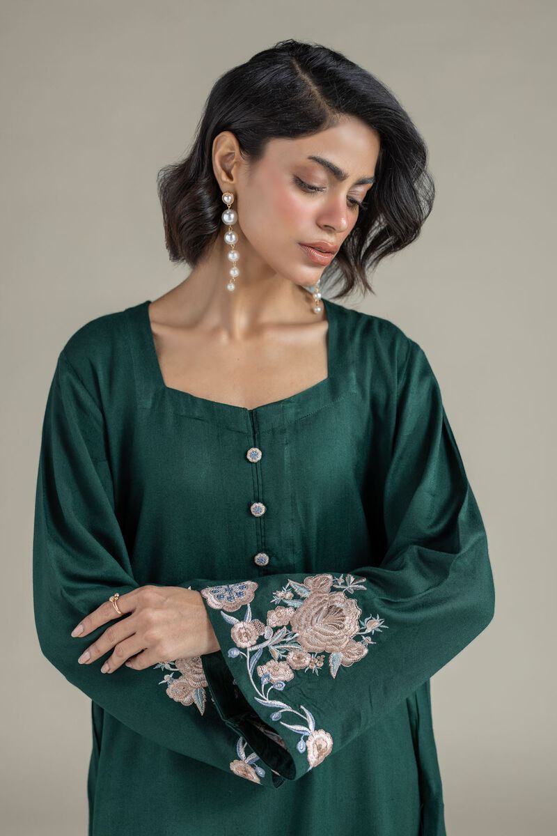 Embroidered | Heavy Blended Viscose | Floral Longline Kurta | USD 40.00