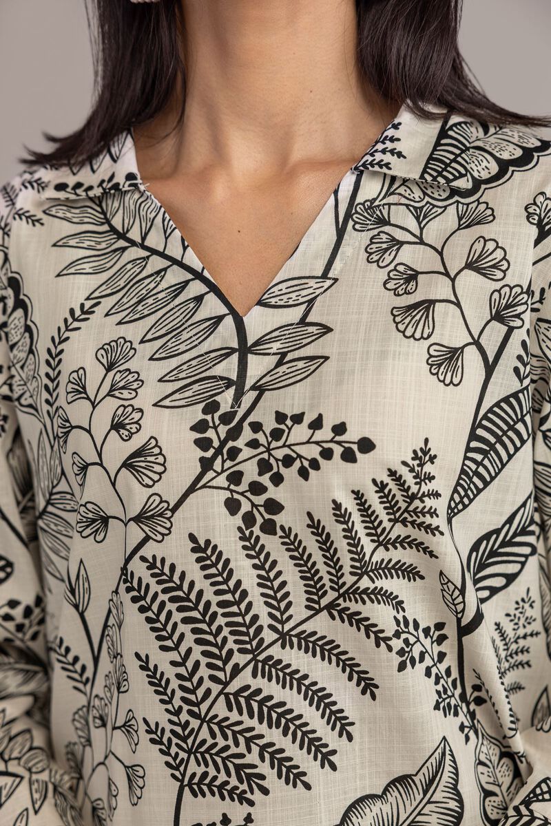 Printed | Textured Cotton | V-Neck Longline Kurta | USD 35.00