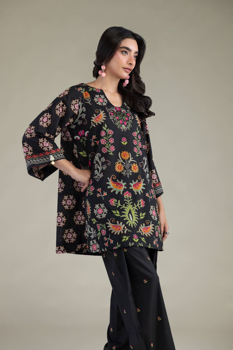 Printed | Cambric | Black Cambric Kurta | USD 35.00
