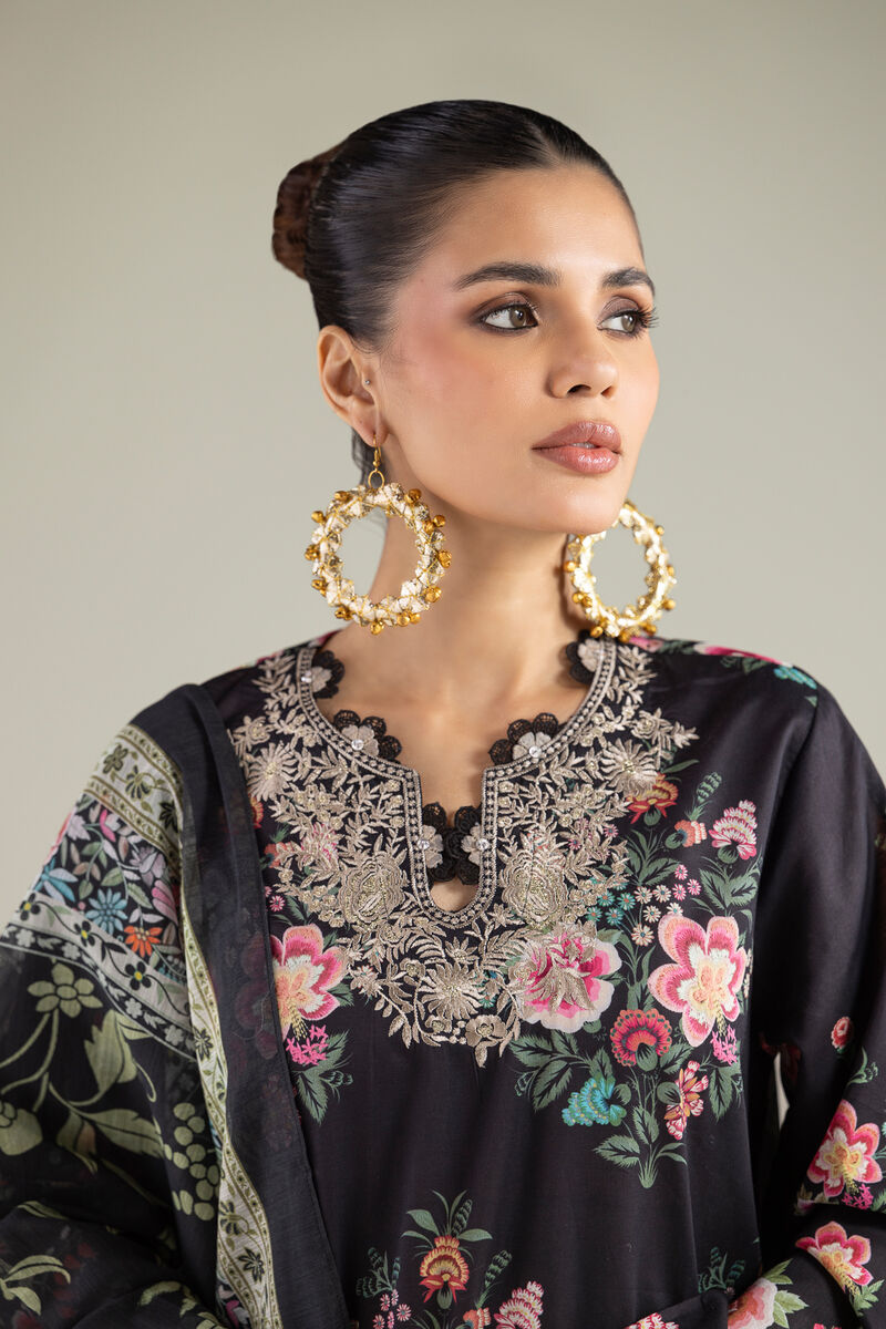 Embroidered | Cambric | Black Tailored 3-Piece | USD 80.00