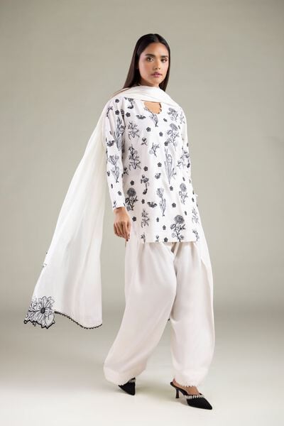 Embroidered | Raw Silk | Relaxed Floral Shalwar | USD 35.00