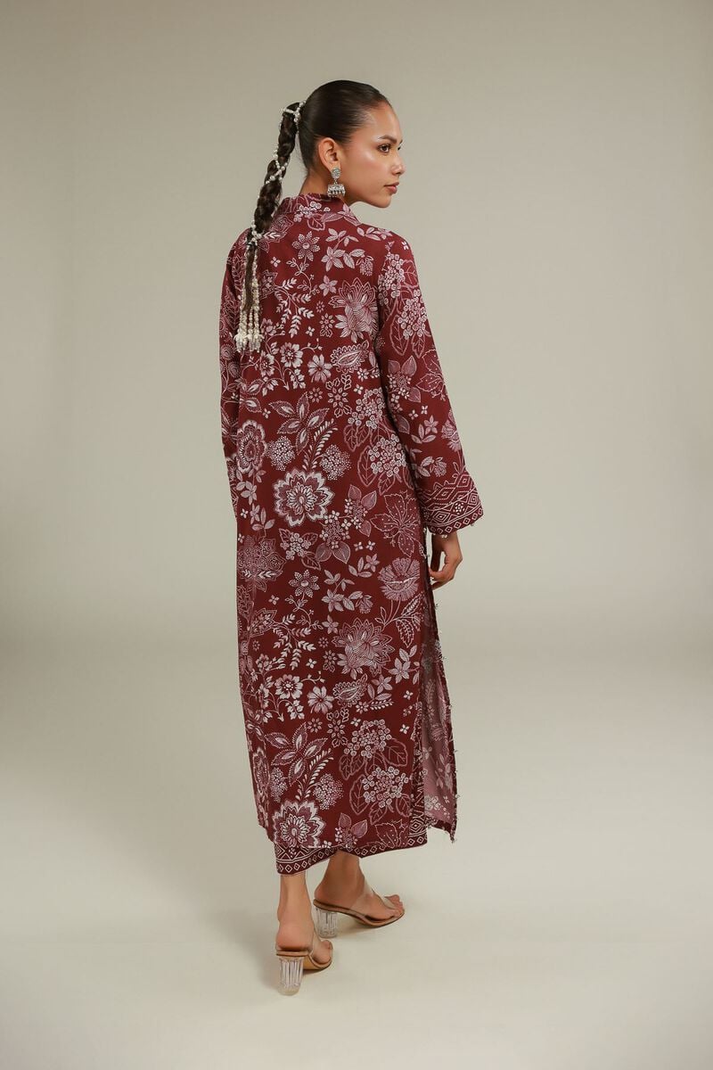 Embroidered | Raw Silk | Floral Longline Kurta | USD 55.00