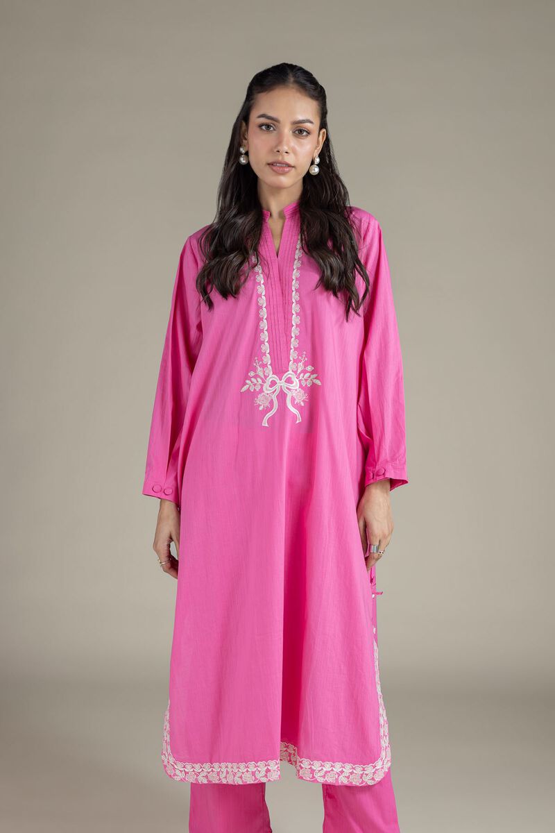 Embroidered | Textured Cambric | Longline Kurta  | USD 40.00
