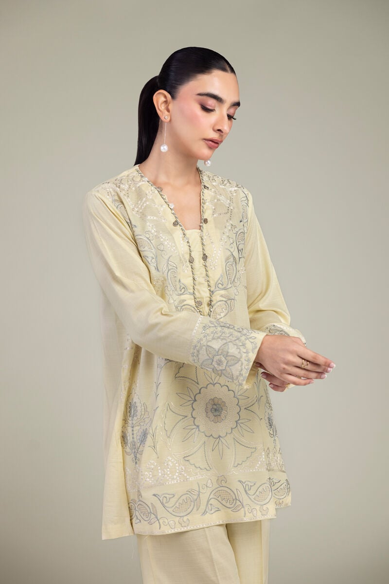 Embroidered | Raw Silk | Silk Floral Kurta | USD 60.00