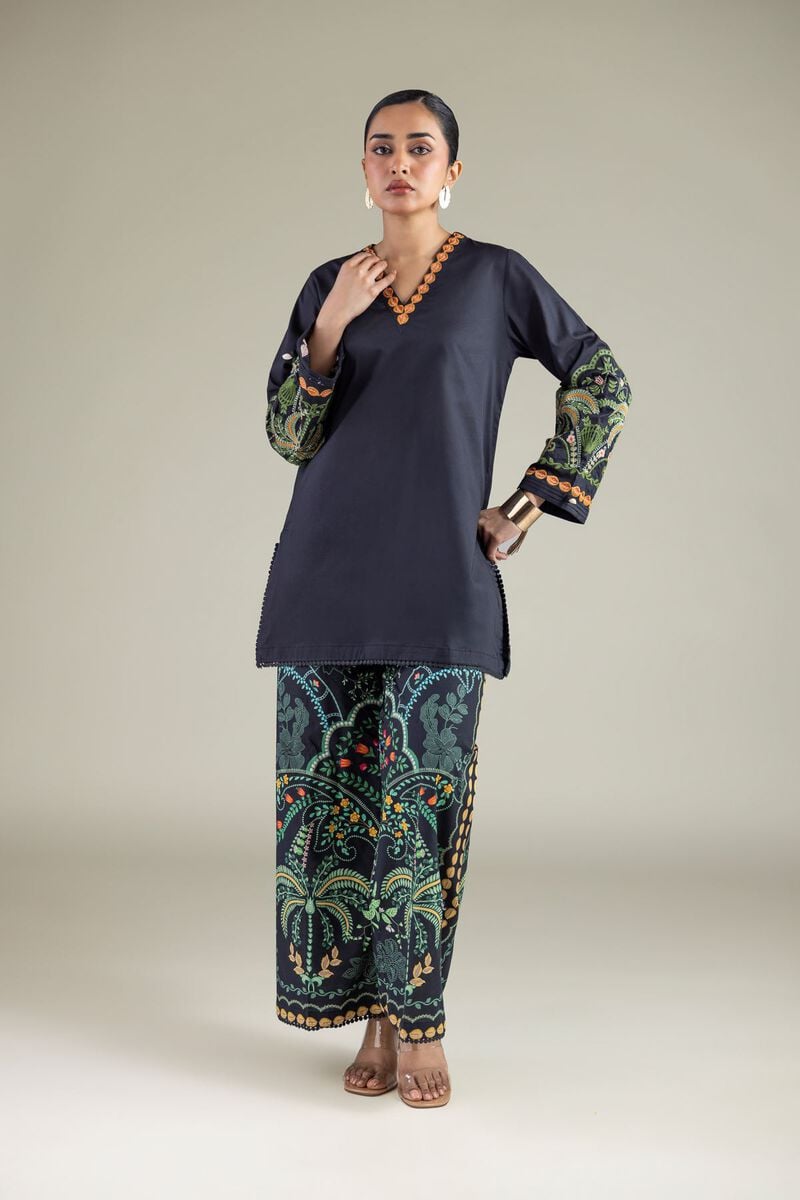 Embroidered | Cambric | Black Cambric Pants | USD 30.00