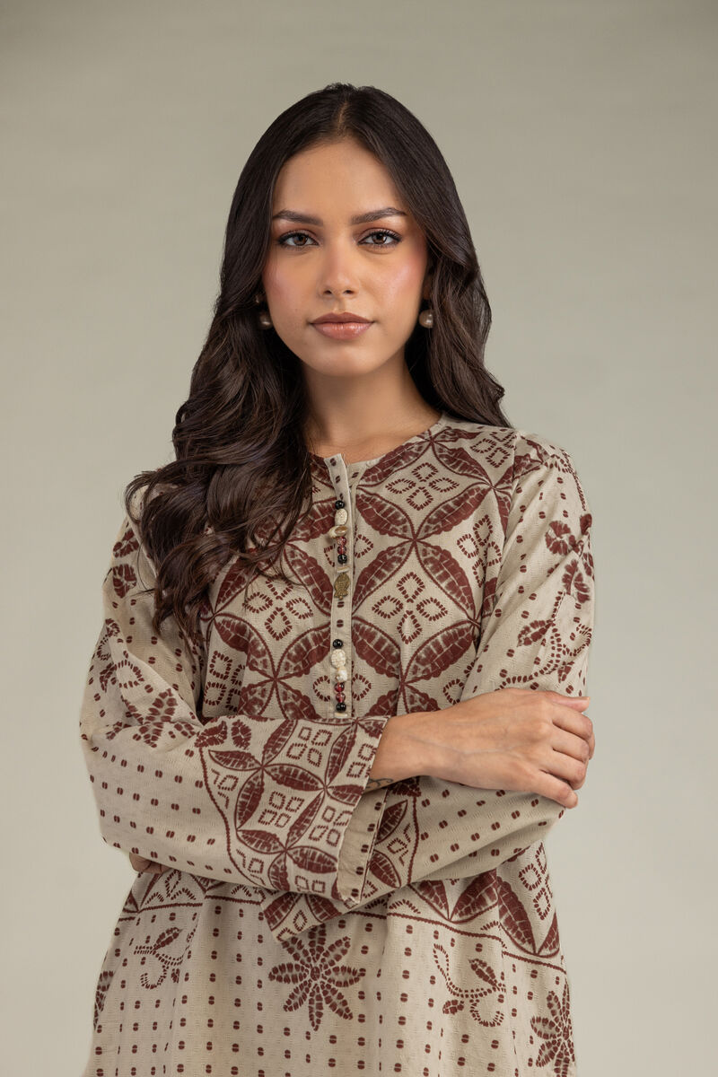 Printed | Cotton Dobby | Beige Cotton Kurta | USD 30.00