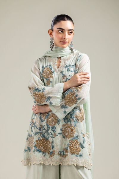Paper Silk | Mint Silk Kurta | USD 70.00