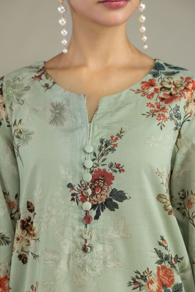 Printed | Cambric | Mint Cambric Kurta | USD 40.00