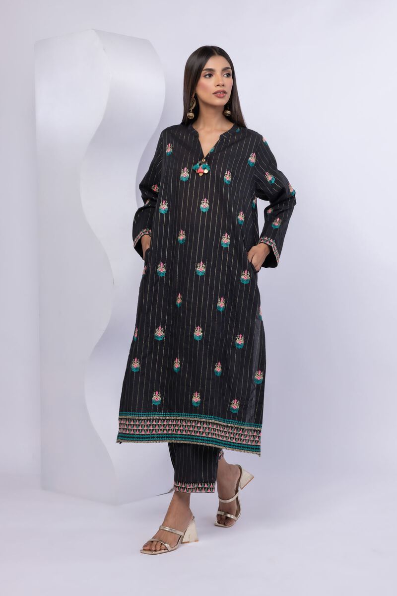 Embroidered | Lurex Stripes | Pants | USD 9.00