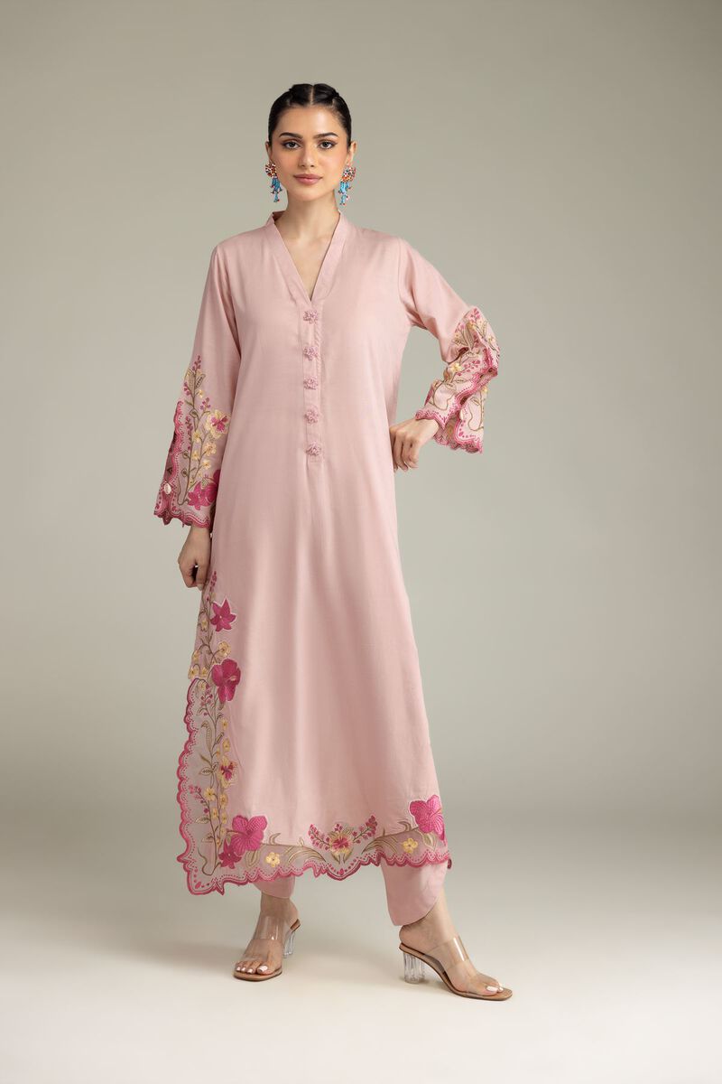 Embroidered | Raw Silk | Pink Silk Shalwar | USD 35.00
