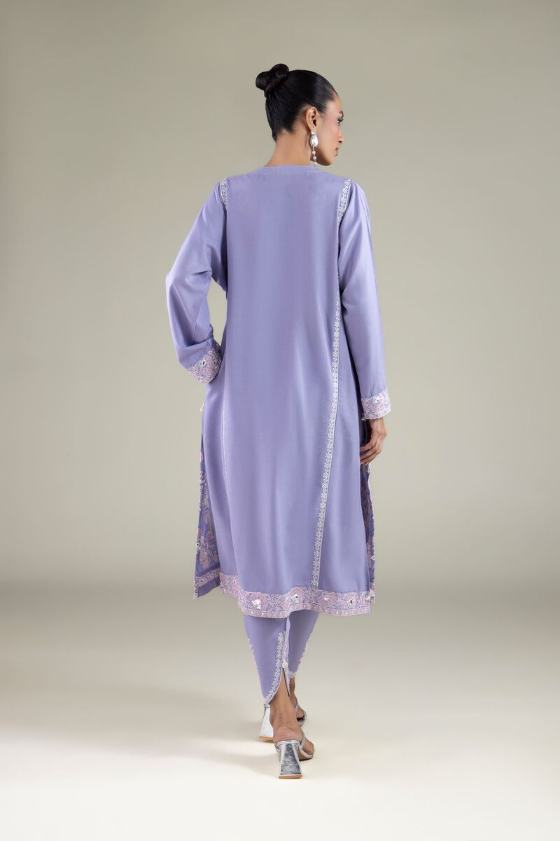 Embroidered | Raw Silk | Paisley Longline Kurta | USD 60.00