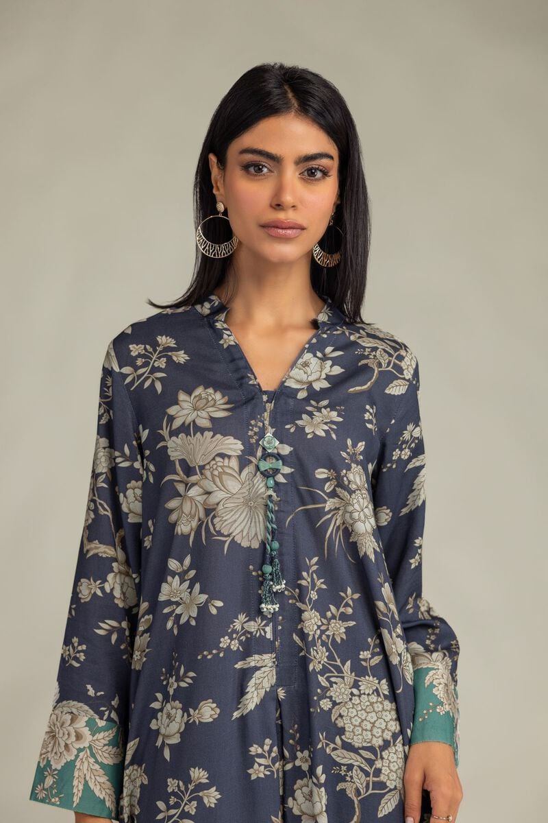 Printed | Raw Silk | Floral Longline Kurta | USD 40.00