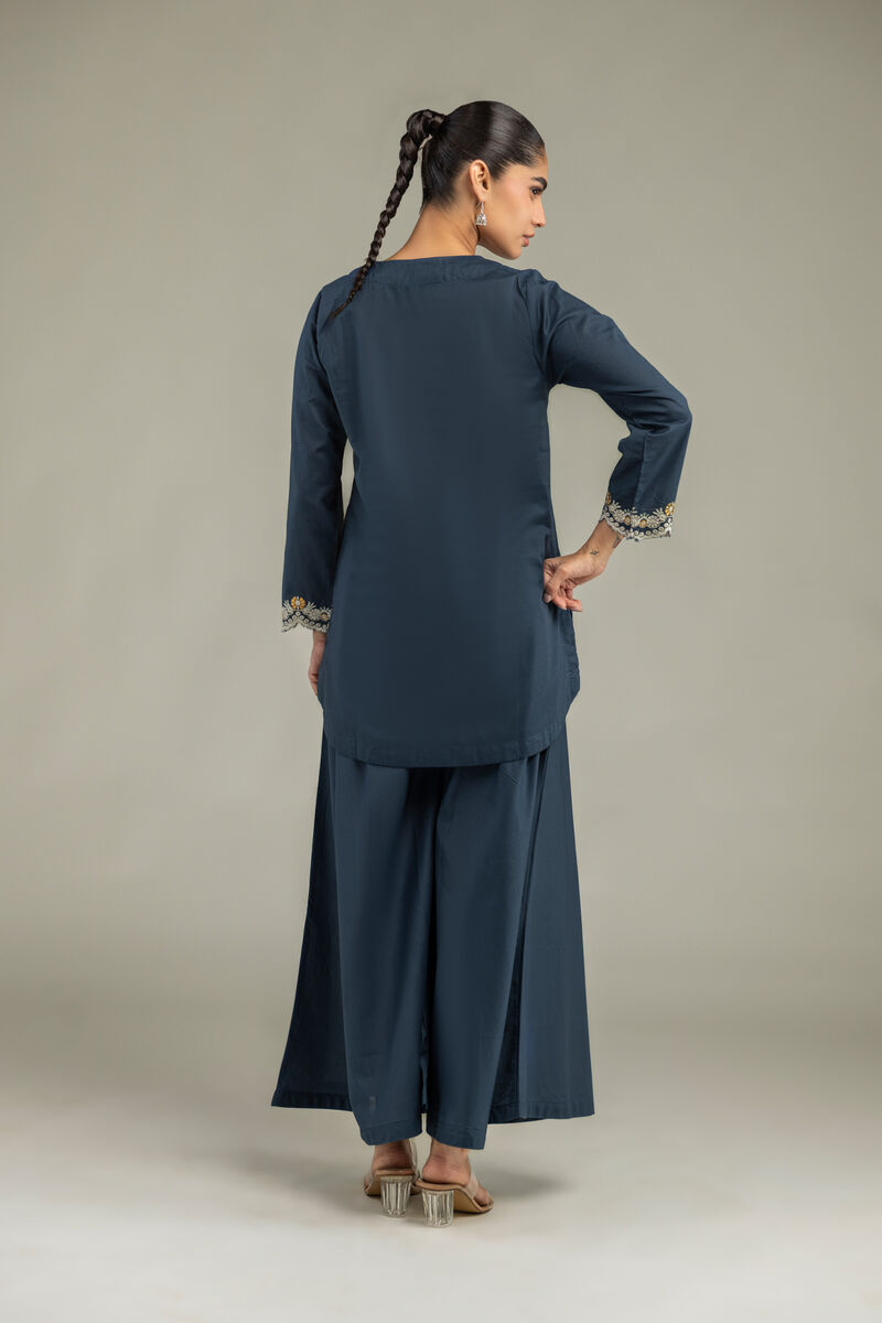 Embroidered | Cambric | Short Navy Kurta | USD 40.00
