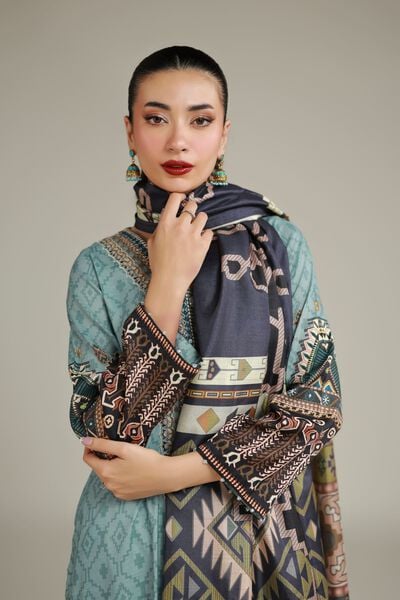 Embroidered | Polyester Silk | Navy Geometric Dupatta | USD 30.00