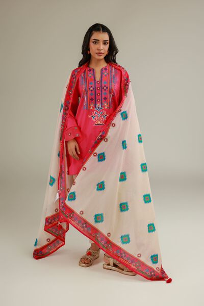 Embroidered | Cotton Net | Cotton Pom-Pom Dupatta | USD 25.00