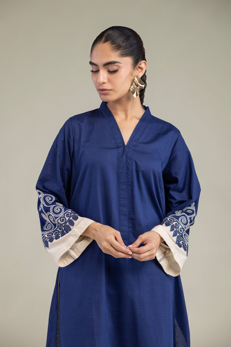 Embroidered | Cotton Dobby | Cotton Navy Kurta | USD 45.00