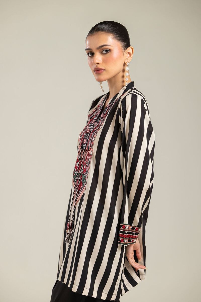 Embroidered | Raw Silk | Striped Silk Kurta | USD 45.00