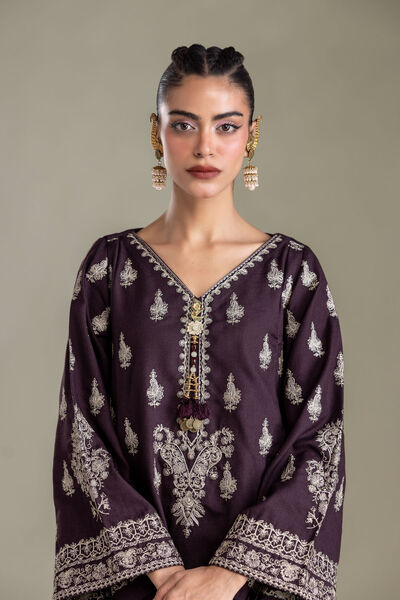 Embroidered | Heavy Blended Viscose | Purple Viscose Kurta | USD 65.00