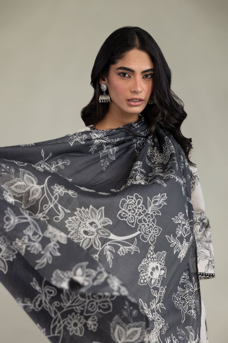 Embroidered | Lawn | Gray Lawn Dupatta | USD 25.00
