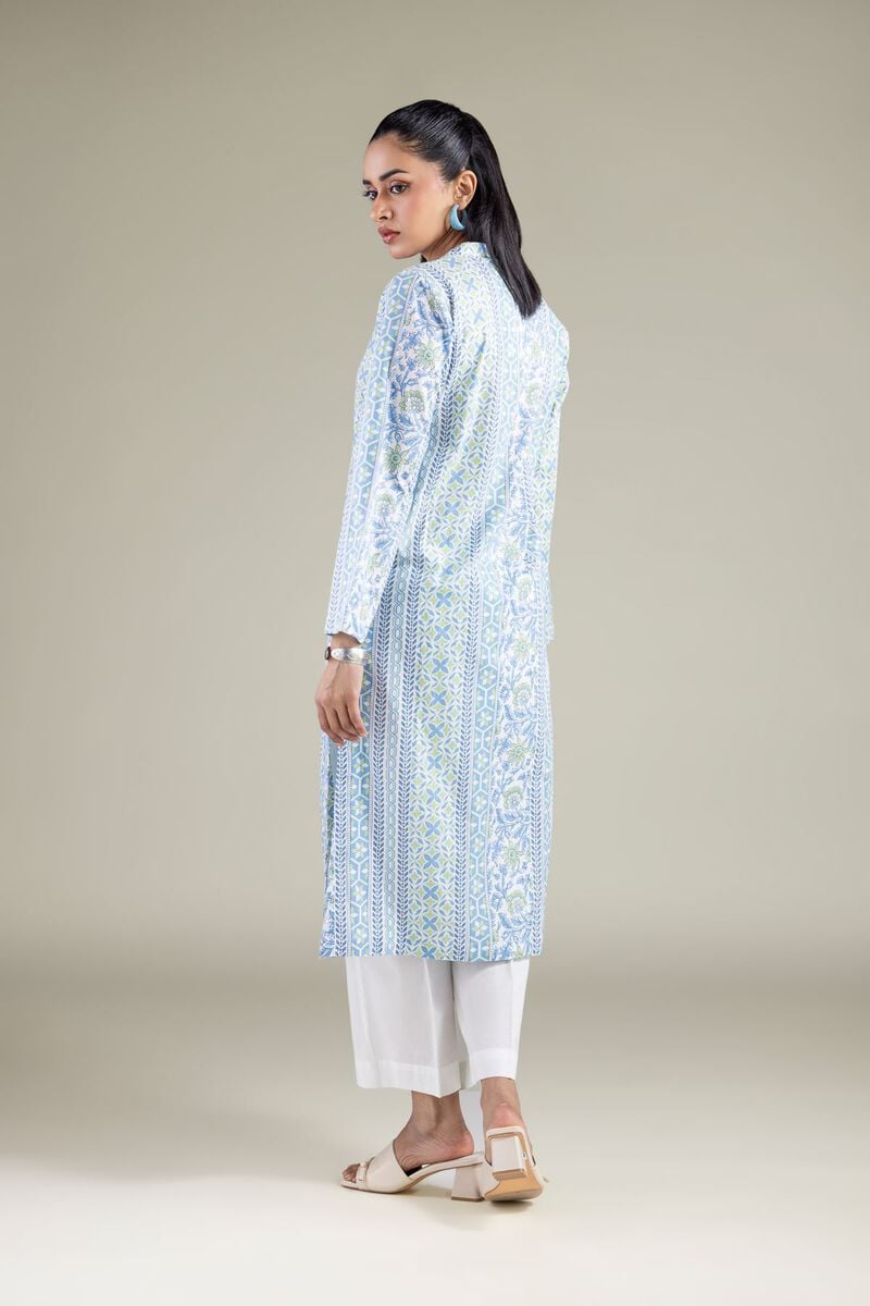 Printed | Cambric | Geometric Band-Collar Kurta | USD 30.00