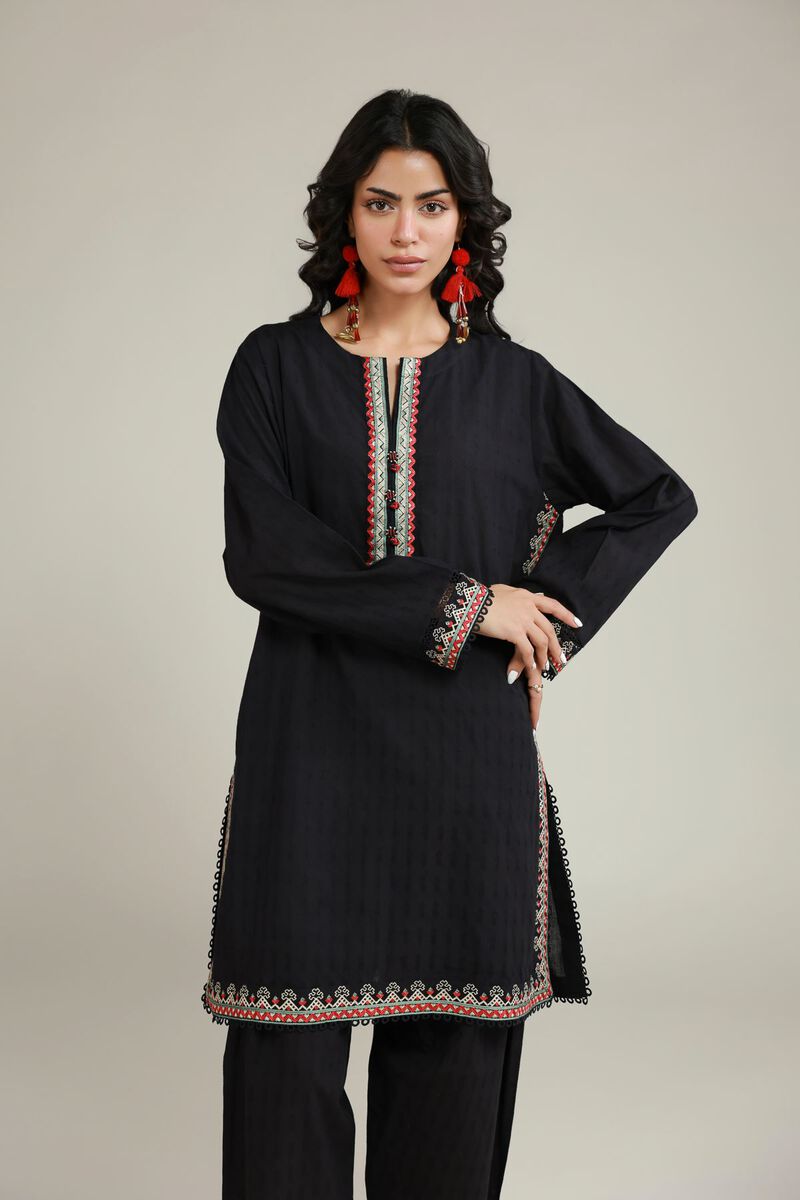 Embroidered | Dobby | Black Tailored Set | USD 55.00