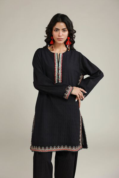 Embroidered | Dobby | Black Tailored Set | USD 55.00
