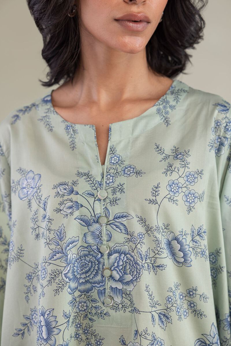 Embroidered | Cambric | Mint Short Kurta | USD 35.00