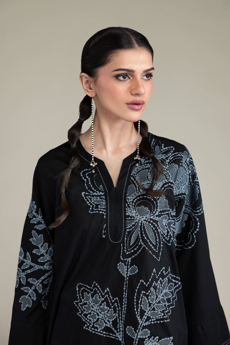 Embroidered | Cambric | Black Cambric Kurta | USD 40.00