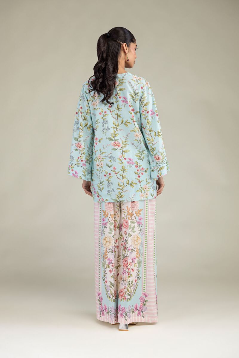 Printed | Cotton Viscose | Blue V-Neck Kurta | USD 35.00