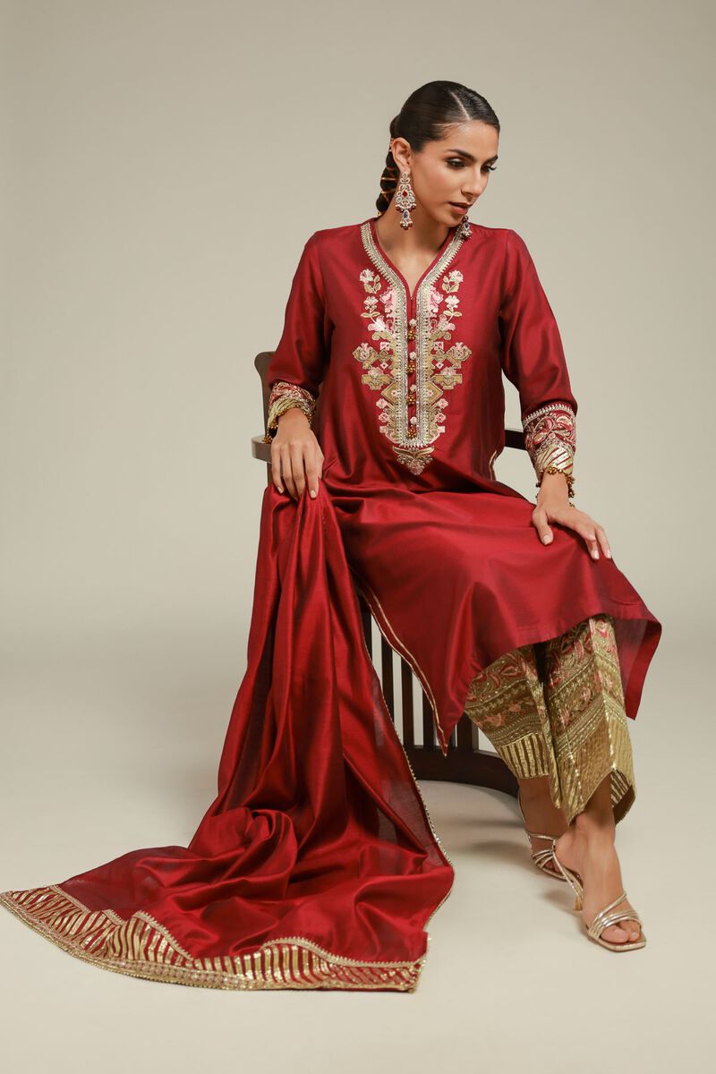 Embroidered | Raw Silk | 3 Piece Co-ord Set | USD 125.00