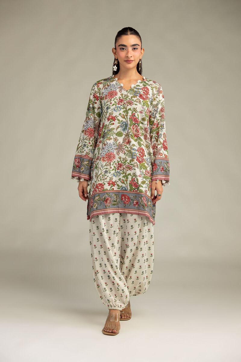 Printed | Raw Silk | Floral Silk Pants | USD 35.00