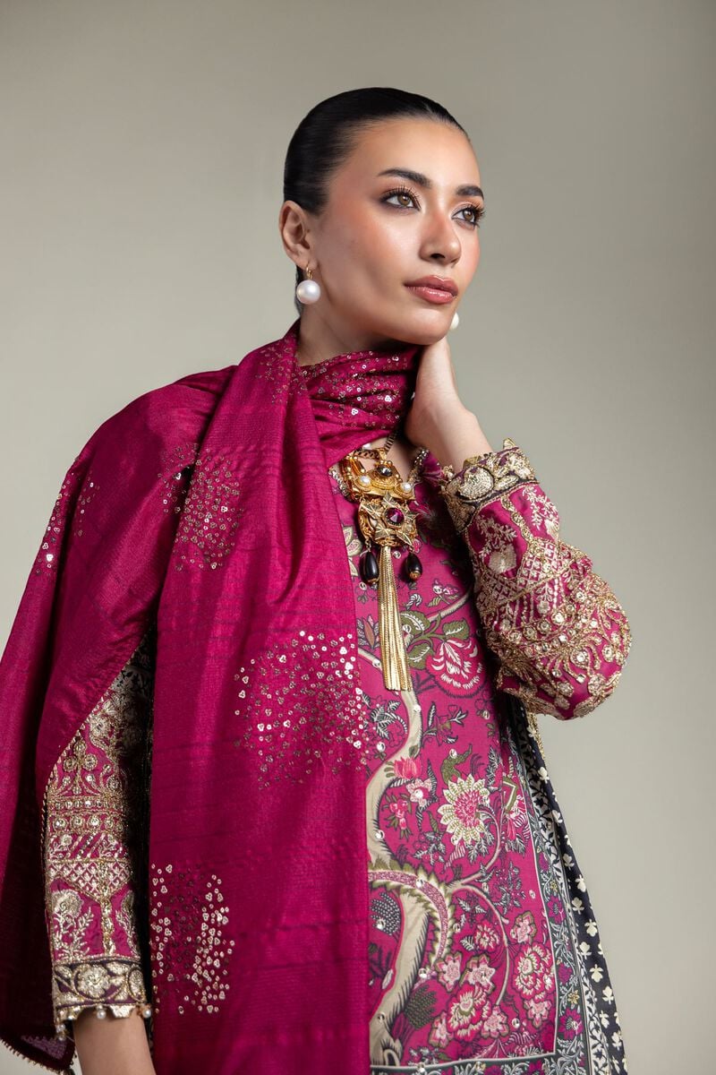 Embroidered | Raw Silk | Printed 3-Piece Set | USD 155.00
