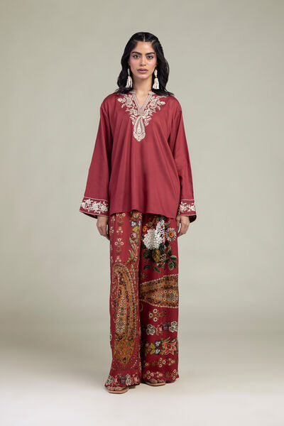 Embroidered | Viscose Crepe | Viscose Crepe Trousers | USD 35.00