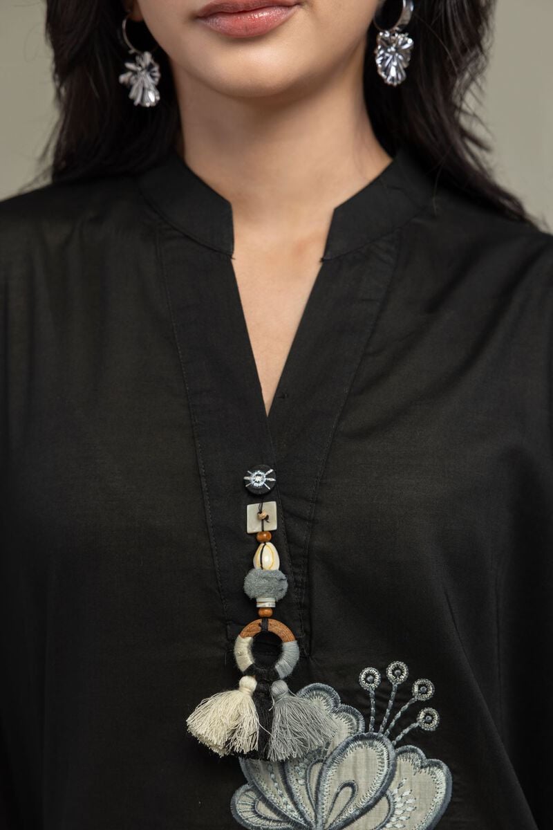 Cambric | Floral Black Kurta | USD 45.00